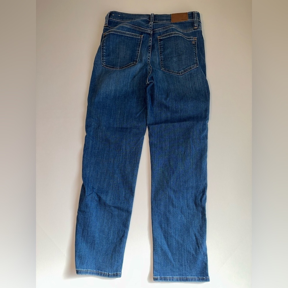 Madewell Stovepipe Jeans Blue High Rise Straight Leg Size 27 Stretch - Picture 9 of 11